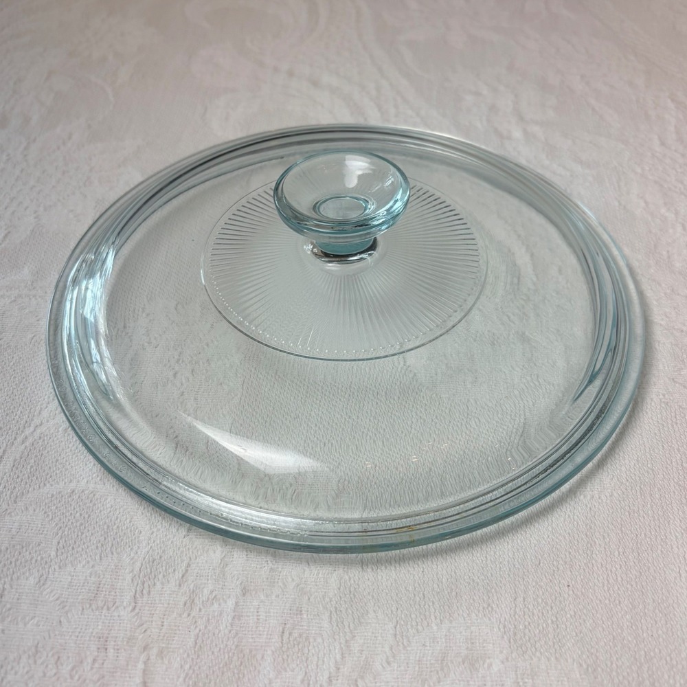 Vintage Pyrex G-1-C Blue Tint Clear Glass Lid Replacement 1 Quart Casserole 8.5"